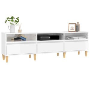 Έπιπλο Τηλεόρασης Γυαλ. Λευκό 150x30x44,5 εκ Επεξεργασμένο Ξύλο