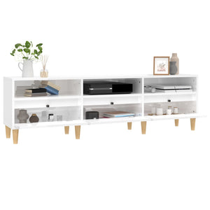 Έπιπλο Τηλεόρασης Γυαλ. Λευκό 150x30x44,5 εκ Επεξεργασμένο Ξύλο