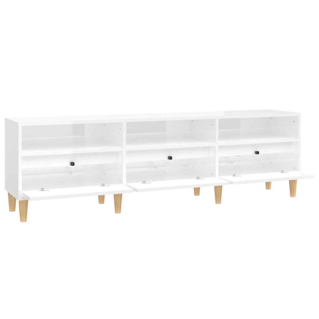 Έπιπλο Τηλεόρασης Γυαλ. Λευκό 150x30x44,5 εκ Επεξεργασμένο Ξύλο