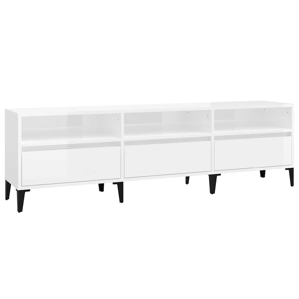 Έπιπλο Τηλεόρασης Γυαλ. Λευκό 150x30x44,5 εκ Επεξεργασμένο Ξύλο - Pakobazaar