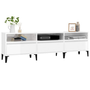 Έπιπλο Τηλεόρασης Γυαλ. Λευκό 150x30x44,5 εκ Επεξεργασμένο Ξύλο - Pakobazaar