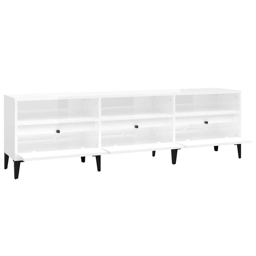 Έπιπλο Τηλεόρασης Γυαλ. Λευκό 150x30x44,5 εκ Επεξεργασμένο Ξύλο - Pakobazaar