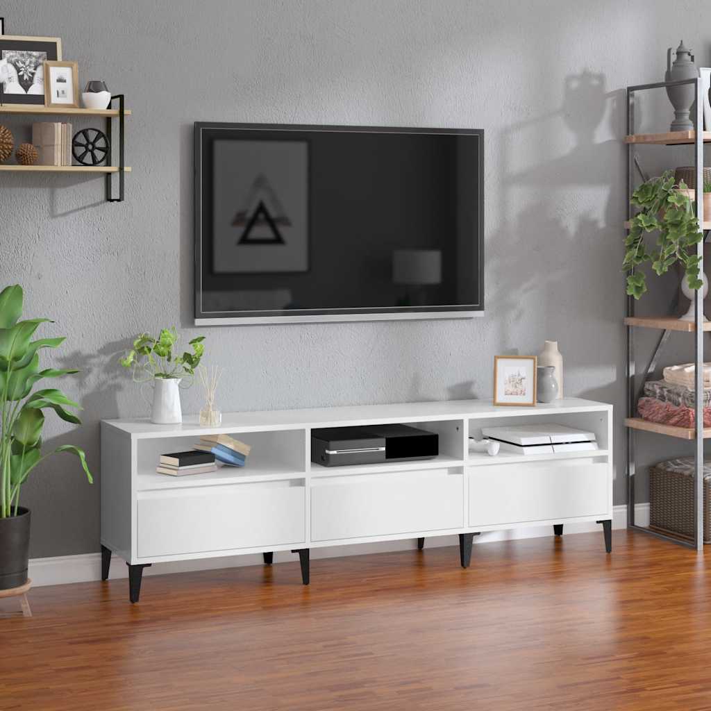 Έπιπλο Τηλεόρασης Γυαλ. Λευκό 150x30x44,5 εκ Επεξεργασμένο Ξύλο - Pakobazaar