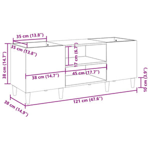 Ντουλάπι Δίσκων Λευκό 121x38x48 εκ. από Τεχνητό Ξύλο