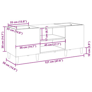Δισκοθήκη Καφέ Δρυς 121 x 38 x 48 εκ. από Επεξεργασμένο Ξύλο