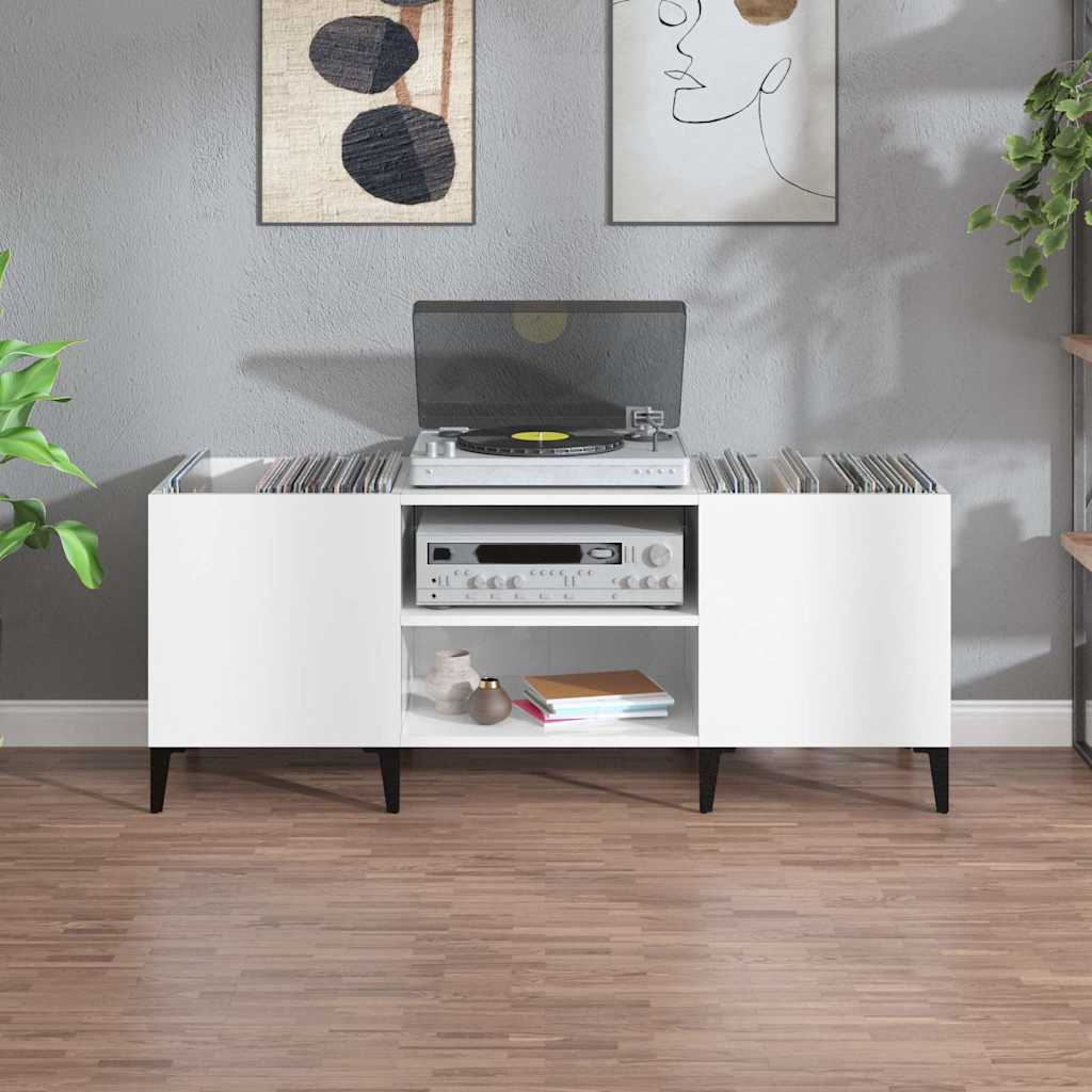 Δισκοθήκη Λευκή 121 x 38 x 48 εκ. Επεξεργασμένο Ξύλο