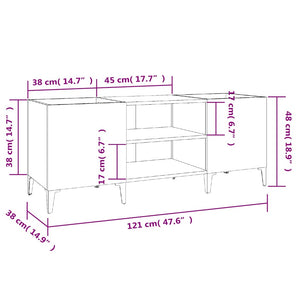 Δισκοθήκη Λευκή 121 x 38 x 48 εκ. Επεξεργασμένο Ξύλο