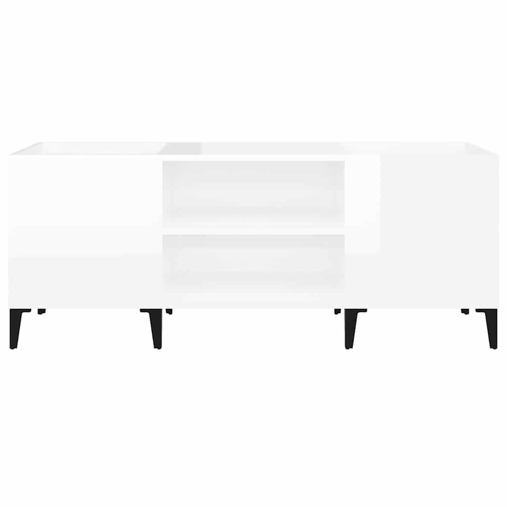 Δισκοθήκη Γυαλιστερή Λευκή 121x38x48 εκ. από Επεξεργασμένο Ξύλο