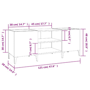 Δισκοθήκη Γυαλιστερή Λευκή 121x38x48 εκ. από Επεξεργασμένο Ξύλο