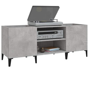 Δισκοθήκη Γκρι Σκυροδέματος 121x38x48 εκ. Επεξεργασμένο Ξύλο