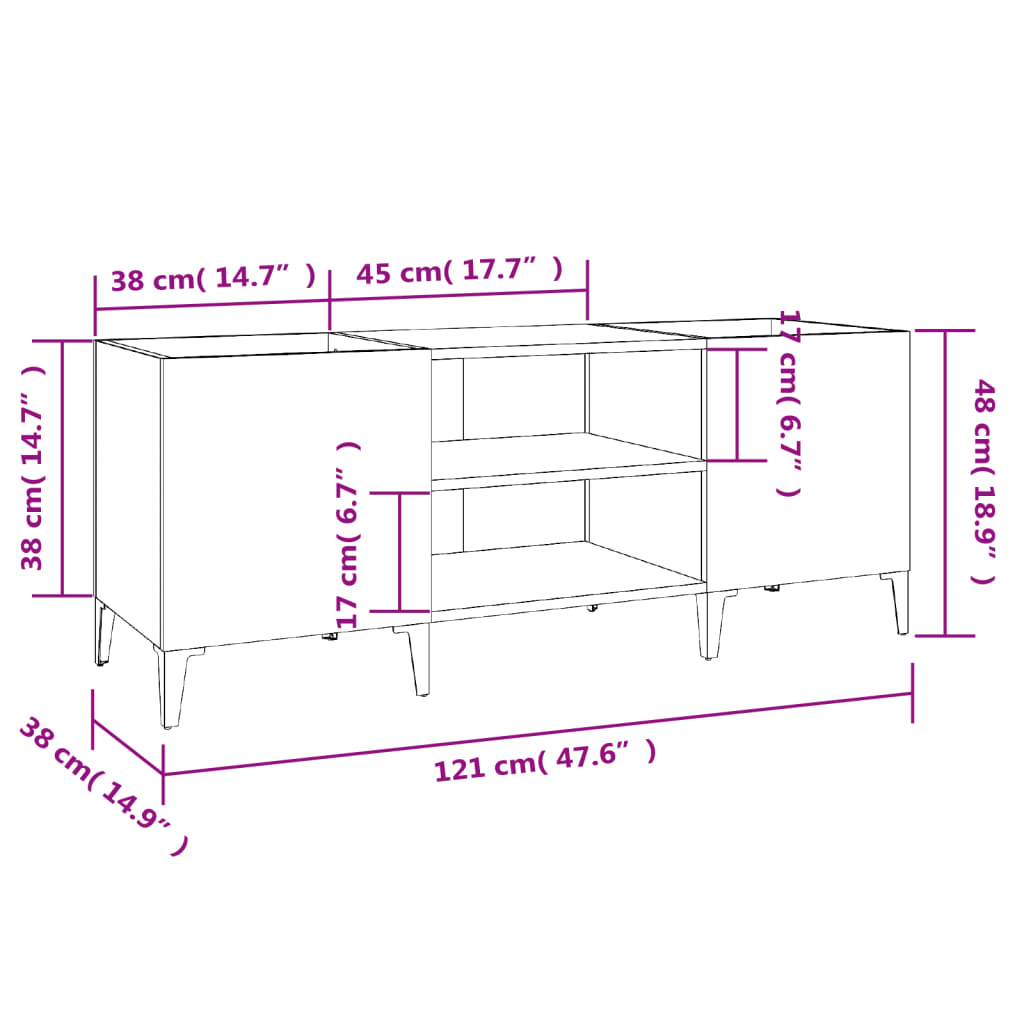 Δισκοθήκη Καπνιστή Δρυς 121x38x48 εκ. από Επεξεργασμένο Ξύλο