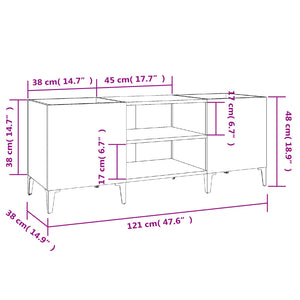 Δισκοθήκη Καπνιστή Δρυς 121x38x48 εκ. από Επεξεργασμένο Ξύλο