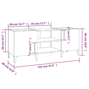 Δισκοθήκη Γκρι Sonoma 121 x 38 x 48 εκ. από Επεξεργασμένο Ξύλο