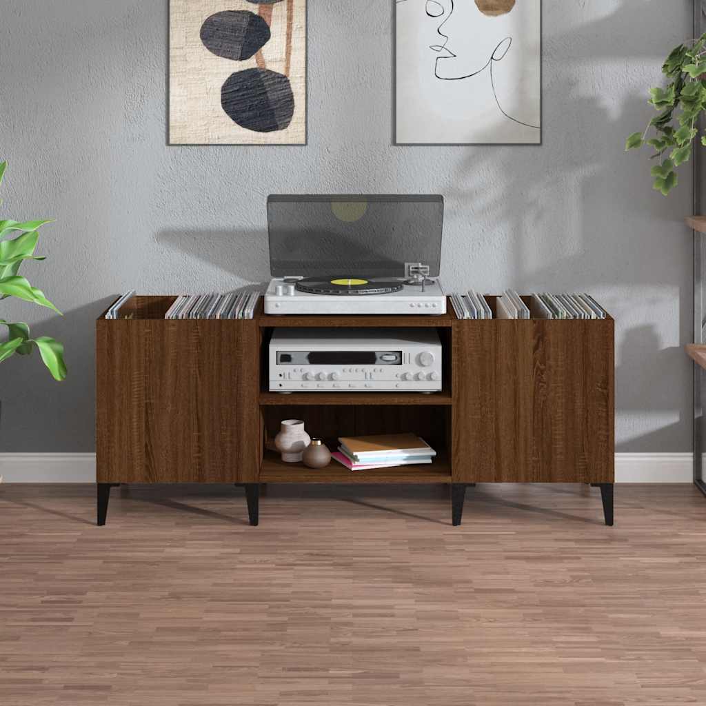 Δισκοθήκη Καφέ Δρυς 121 x 38 x 48 εκ. από Επεξεργασμένο Ξύλο