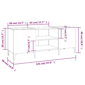 Δισκοθήκη Καφέ Δρυς 121 x 38 x 48 εκ. από Επεξεργασμένο Ξύλο