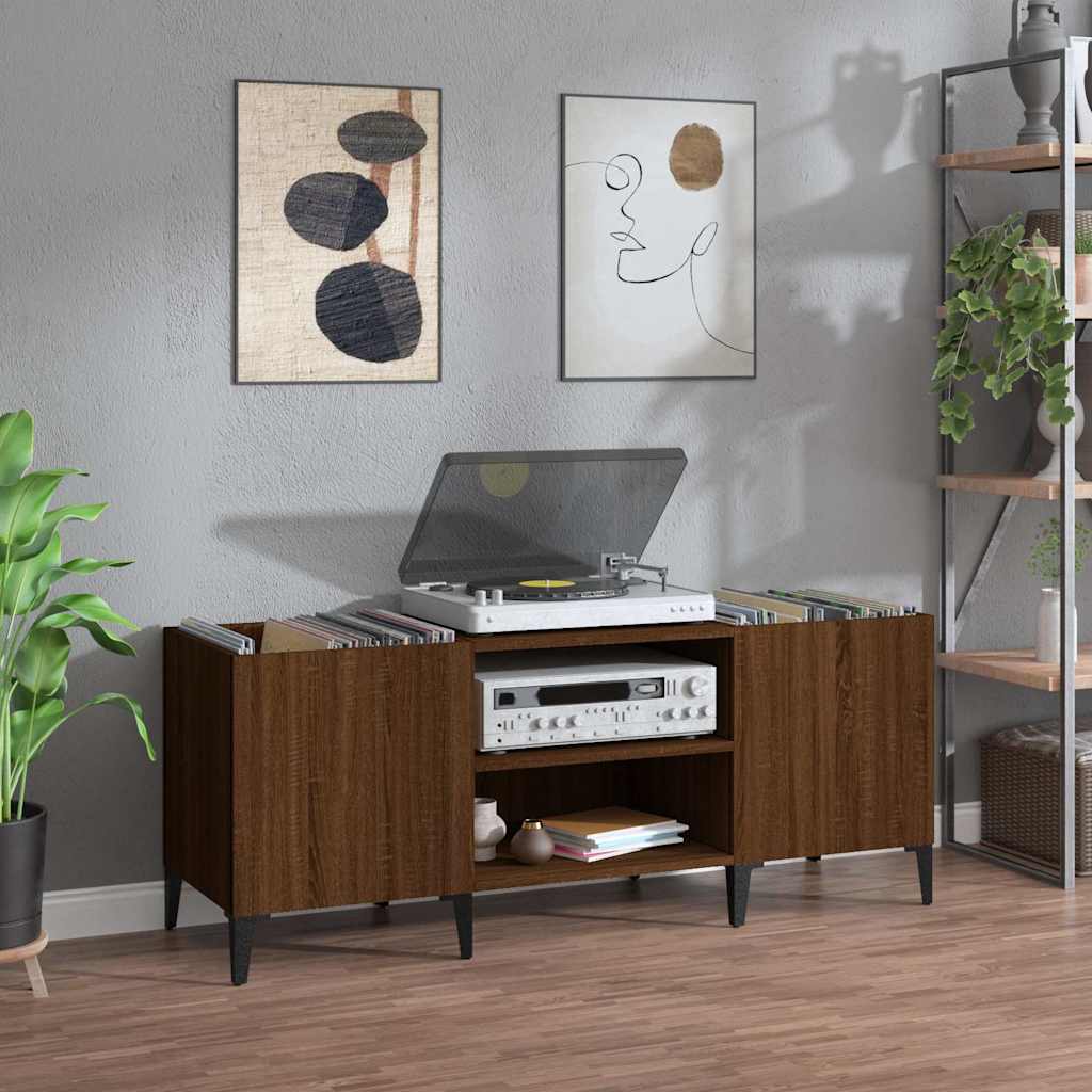 Δισκοθήκη Καφέ Δρυς 121 x 38 x 48 εκ. από Επεξεργασμένο Ξύλο