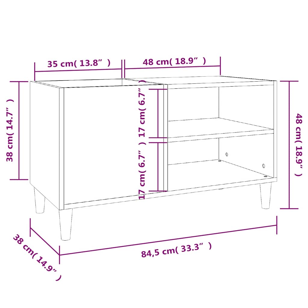 Δισκοθήκη Γυαλιστερή Λευκή 84,5x38x48 εκ. Επεξεργασμένο Ξύλο