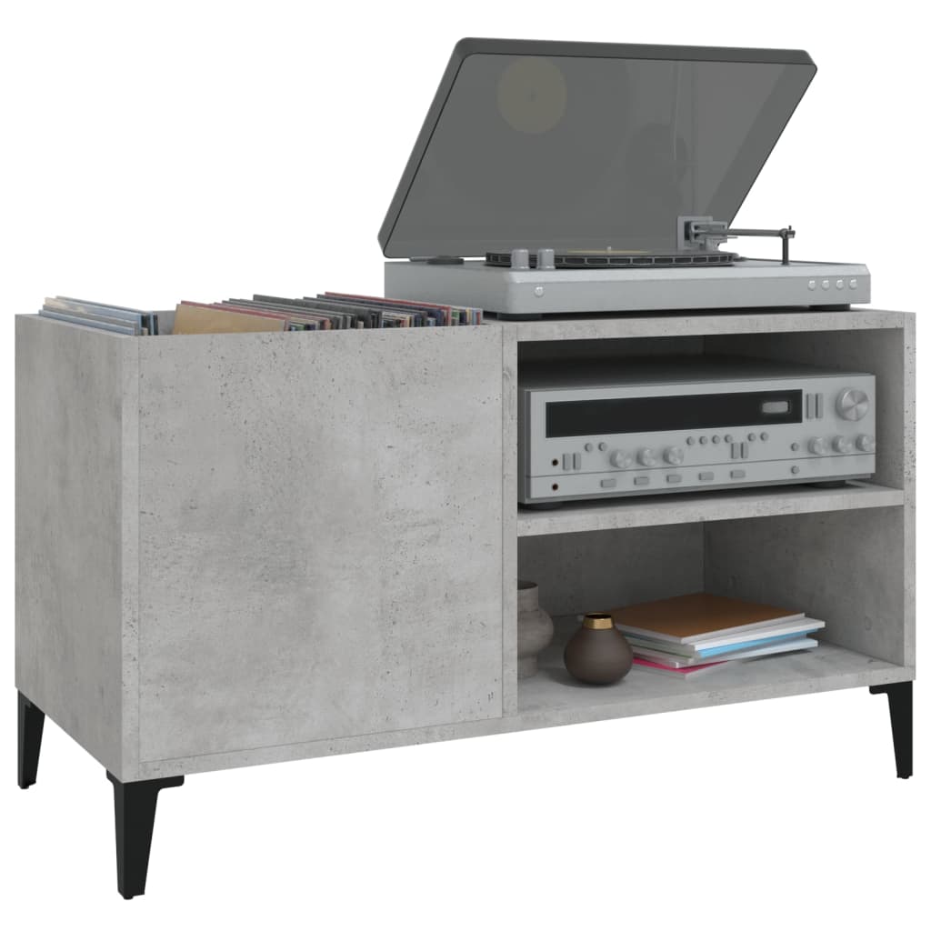 Δισκοθήκη Γκρι Σκυροδέματος 84,5x38x48 εκ. Επεξεργασμένο Ξύλο