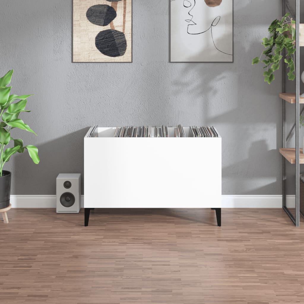 Δισκοθήκη Γυαλιστερή Λευκή 74,5x38x48 εκ. Επεξεργασμένο Ξύλο - Pakobazaar