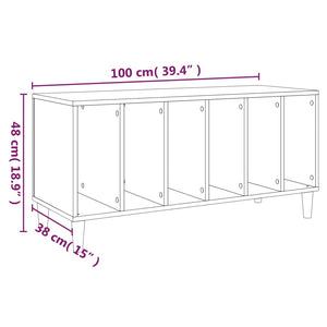 Έπιπλο Δίσκων Γυαλ. Λευκό 100x38x48 εκ. από Επεξεργασμένο Ξύλο