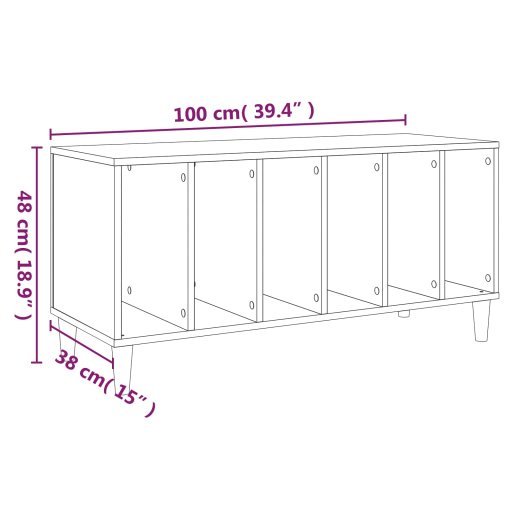 Έπιπλο Δίσκων Καπνιστή Δρυς 100x38x48 εκ από Επεξεργασμένο Ξύλο - Pakobazaar