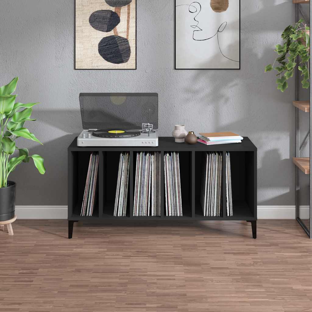 Έπιπλο Δίσκων Μαύρο 100 x 38 x 48 εκ. από Επεξεργασμένο Ξύλο