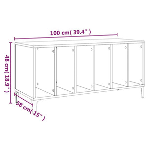 Δισκοθήκη Γκρι Σκυροδέματος 100x38x48 εκ. Επεξεργασμένο Ξύλο