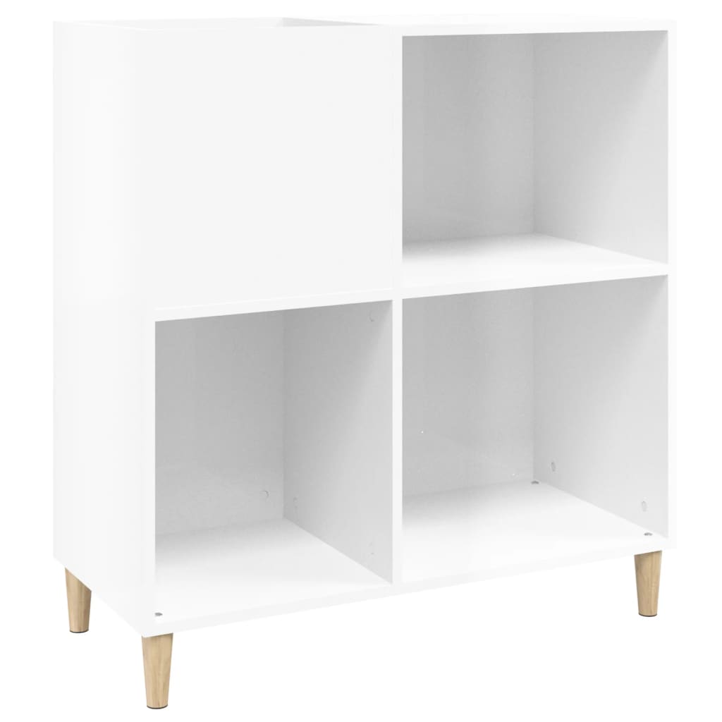 Δισκοθήκη Γυαλιστερή Λευκή 84,5x38x89 εκ. Επεξεργασμένο Ξύλο