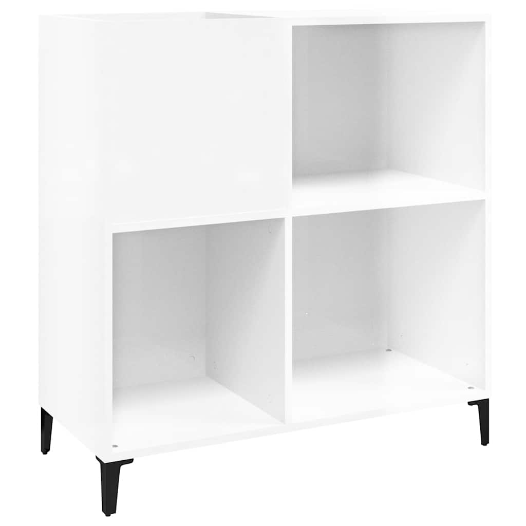 Δισκοθήκη Γυαλιστερή Λευκή 84,5 x 38x 89 εκ. από Επεξεργ. Ξύλο - Pakobazaar