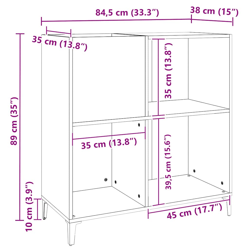 Δισκοθήκη Γυαλιστερή Λευκή 84,5 x 38x 89 εκ. από Επεξεργ. Ξύλο - Pakobazaar