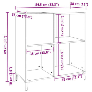 Δισκοθήκη Καφέ Δρυς 84,5 x 38 x 89 εκ. από Επεξεργασμένο Ξύλο - Pakobazaar