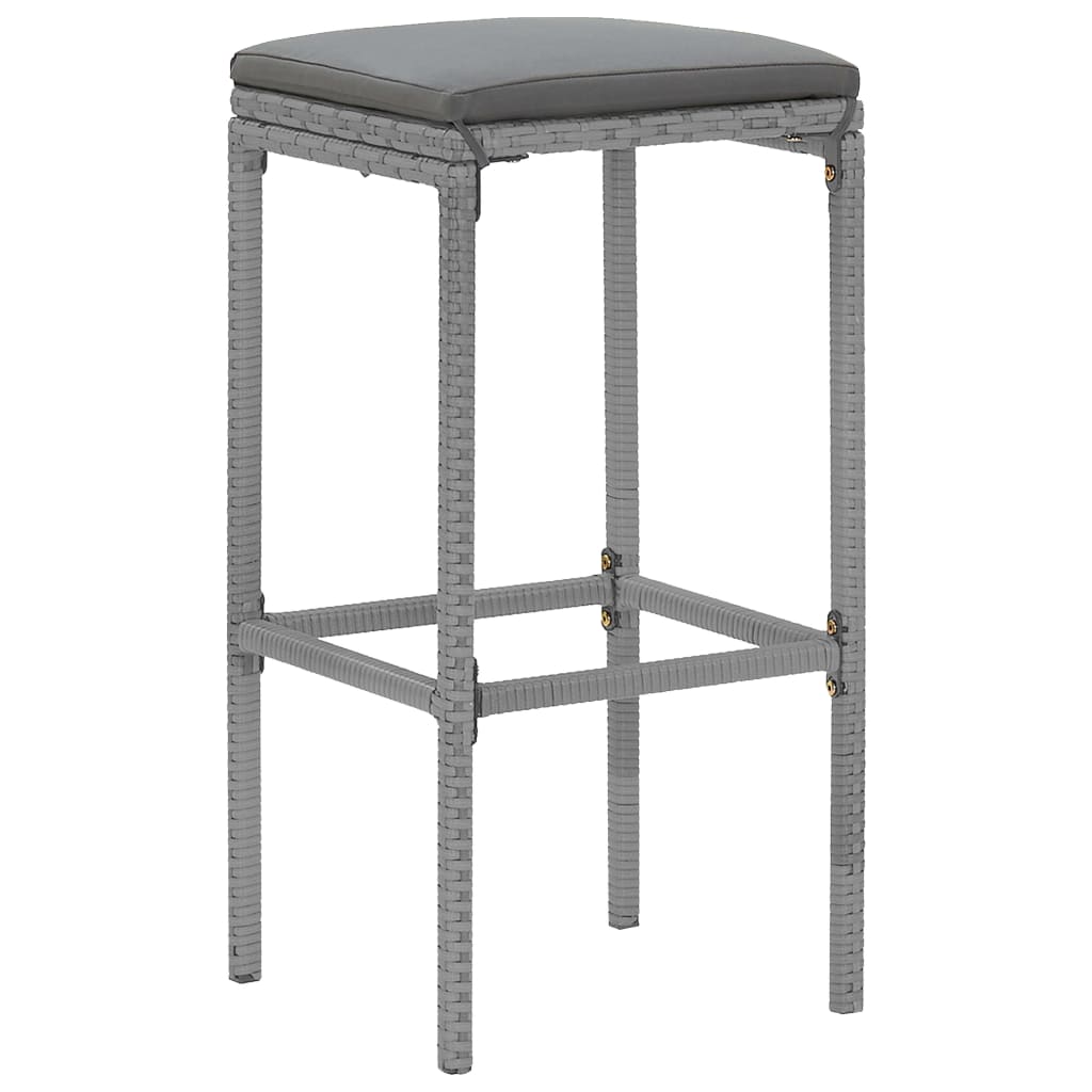 Σετ Μπαρ Κήπου 7 Τεμαχίων Γκρι Συνθετικό Ρατάν με Μαξιλάρια