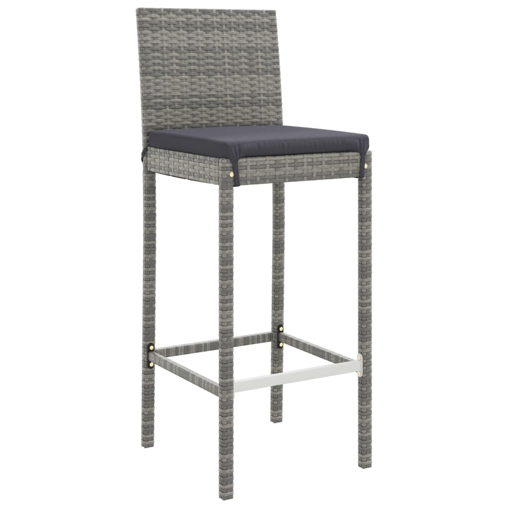 Σετ Μπαρ Κήπου 9 Τεμαχίων Γκρι Συνθετικό Ρατάν με Μαξιλάρια