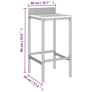 Σετ Μπαρ Κήπου 5 τεμ. Μαύρο Συνθ. Ρατάν & Μασίφ Ξύλο Ακακίας - Pakobazaar
