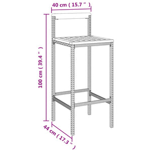 Σετ Μπαρ Κήπου 3 Τεμαχίων Γκρι Συνθ. Ρατάν & Μασίφ Ξύλο Ακακίας - Pakobazaar
