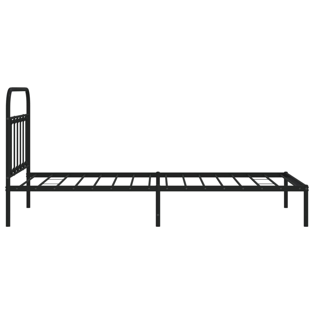 Πλαίσιο Κρεβατιού με Κεφαλάρι Μαύρο 107 x 203 εκ. Μεταλλικό
