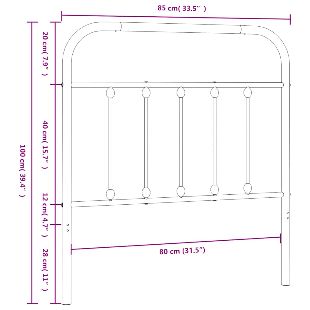 Ανταλλακτικό κεφαλάρι Μαύρο 80 εκ. Μεταλλικό