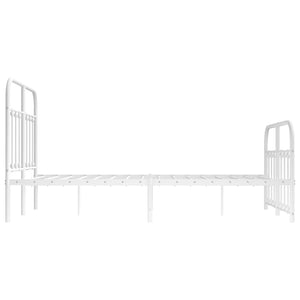 Πλαίσιο Κρεβατιού με Κεφαλάρι&Ποδαρικό Λευκό 120x190εκ. Μέταλλο - Pakobazaar