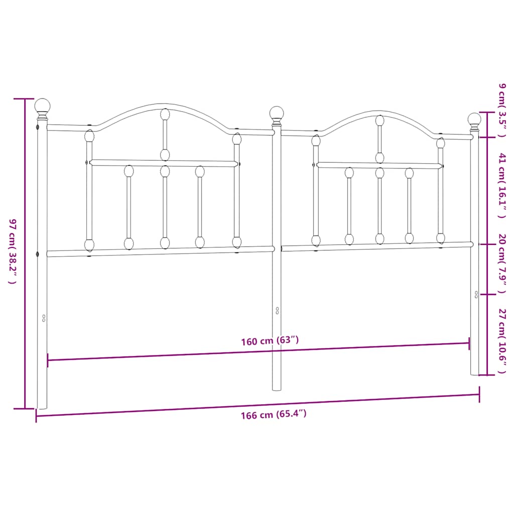 Ανταλλακτικό κεφαλάρι Μαύρο 160 εκ. Μεταλλικό