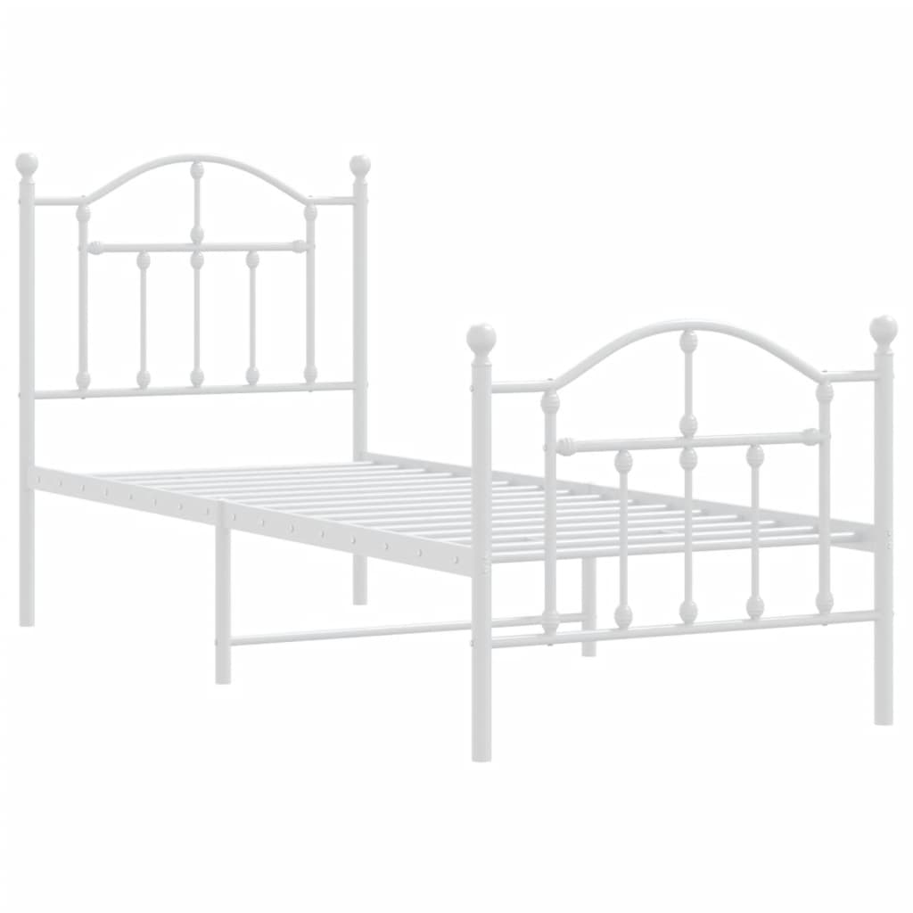Πλαίσιο Κρεβατιού με Κεφαλάρι/Ποδαρικό Λευκό 75x190 εκ. Μέταλλο