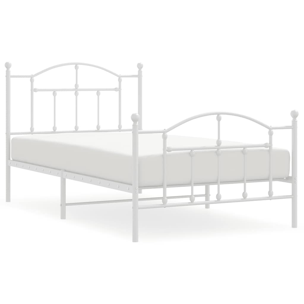 Πλαίσιο Κρεβατιού με Κεφαλάρι&Ποδαρικό Λευκό 100x190εκ. Μέταλλο