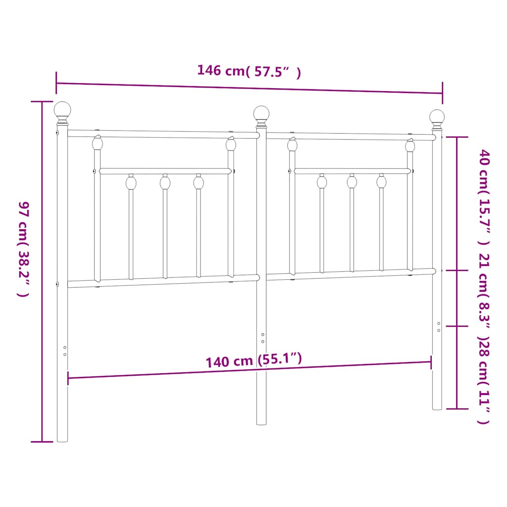 Ανταλλακτικό κεφαλάρι Μαύρο 140 εκ. Μεταλλικό