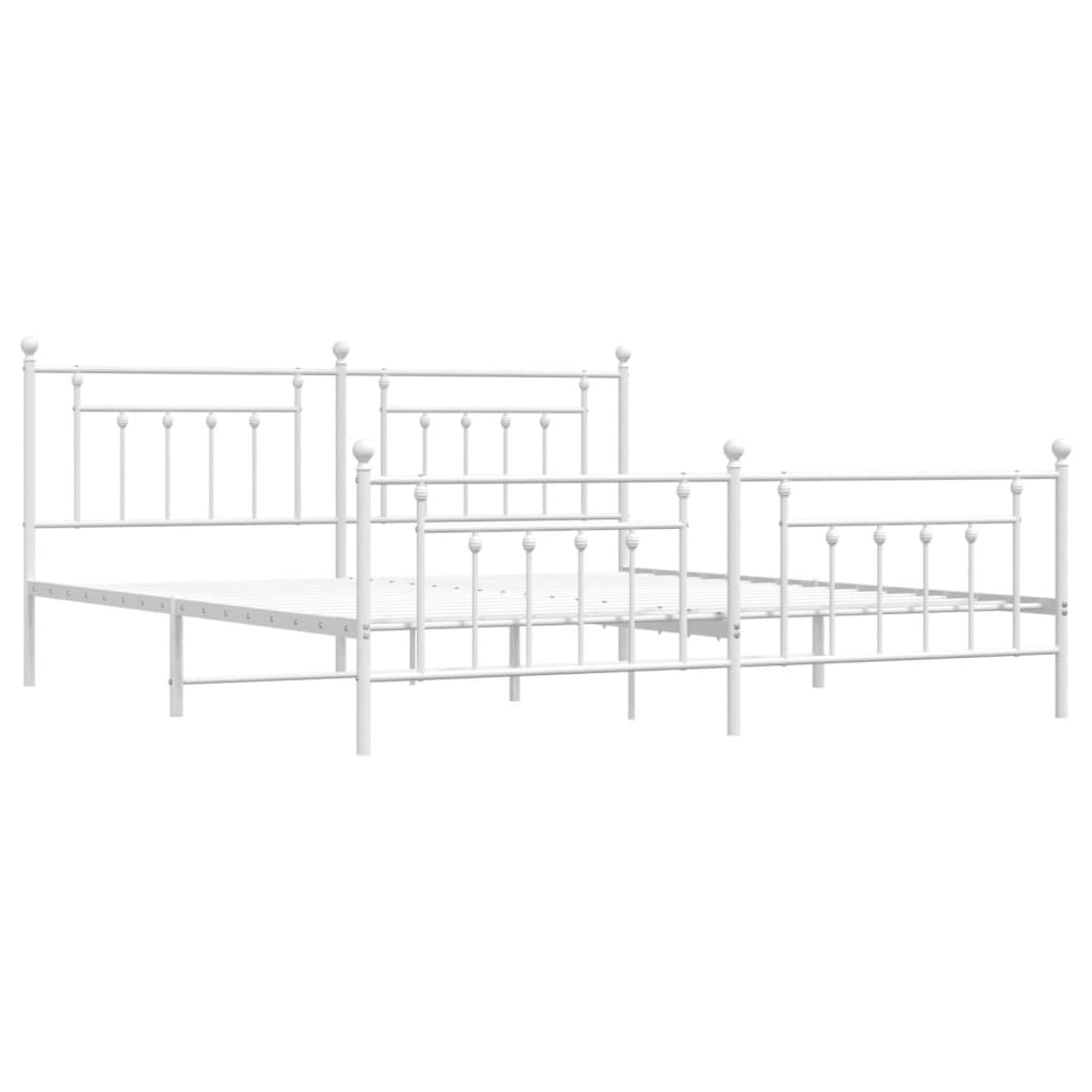 Πλαίσιο Κρεβατιού με Κεφαλάρι&Ποδαρικό Λευκό 200x200εκ. Μέταλλο - Pakobazaar