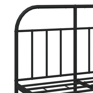 Πλαίσιο Κρεβατιού με Κεφαλάρι Μαύρο 120 x 190 εκ. Μεταλλικό