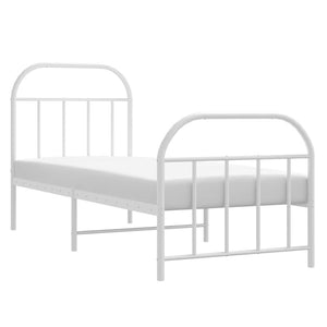 Πλαίσιο Κρεβατιού με Κεφαλάρι/Ποδαρικό Λευκό 75x190 εκ. Μέταλλο