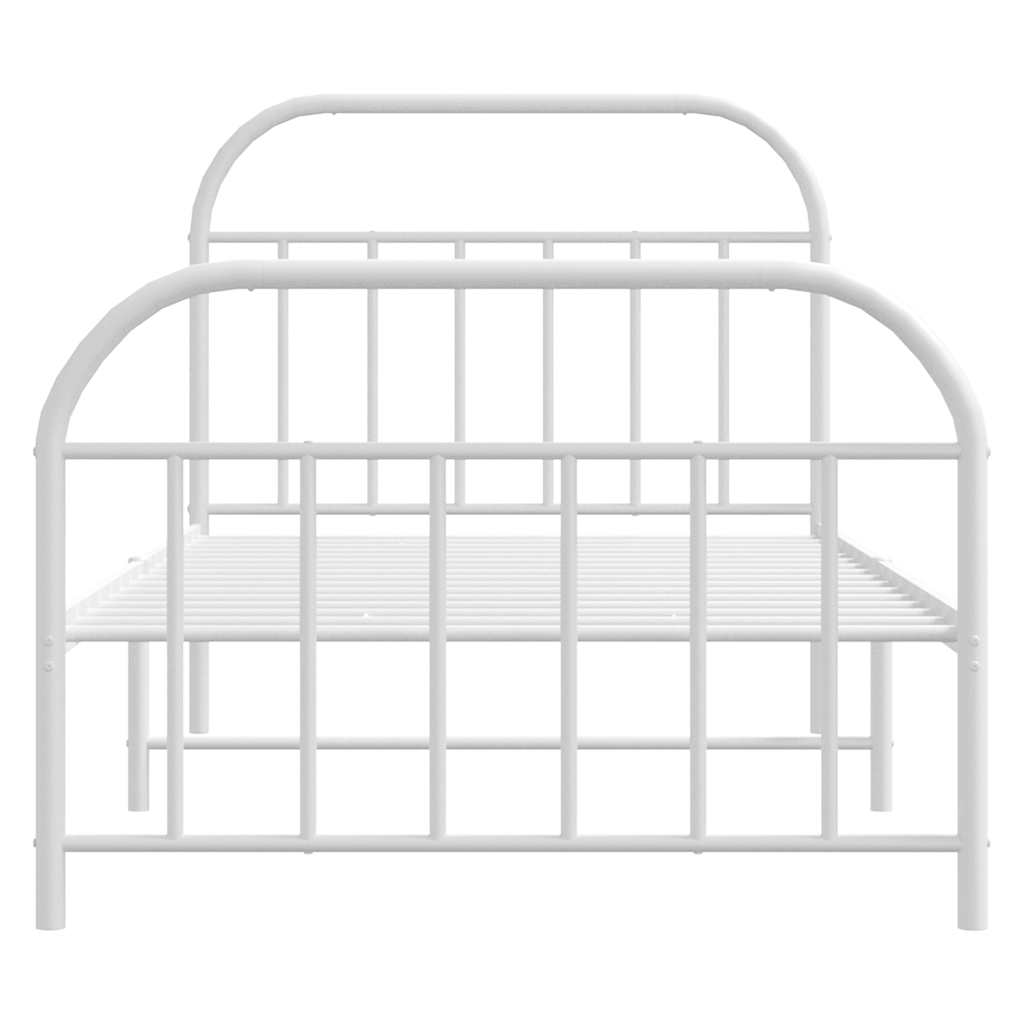 Πλαίσιο Κρεβατιού με Κεφαλάρι&Ποδαρικό Λευκό 100x200εκ. Μέταλλο