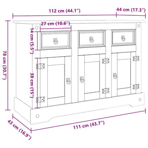 Μπουφές Corona Γκρι 112x43x78 εκ. Μασίφ Ξύλο Μεξικάνικου Πεύκου