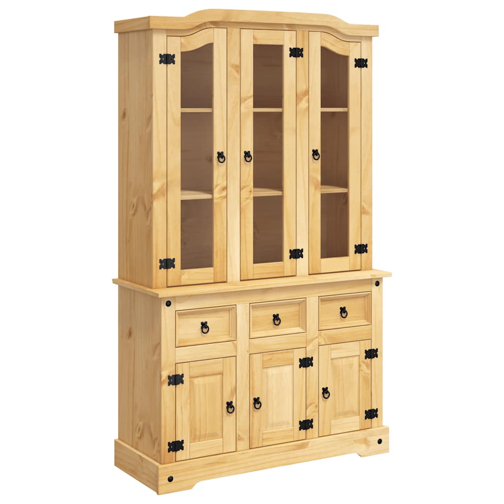 Βιτρίνα Corona Καφέ 112x43x196εκ. Μασίφ Ξύλο Μεξικάνικου Πεύκου