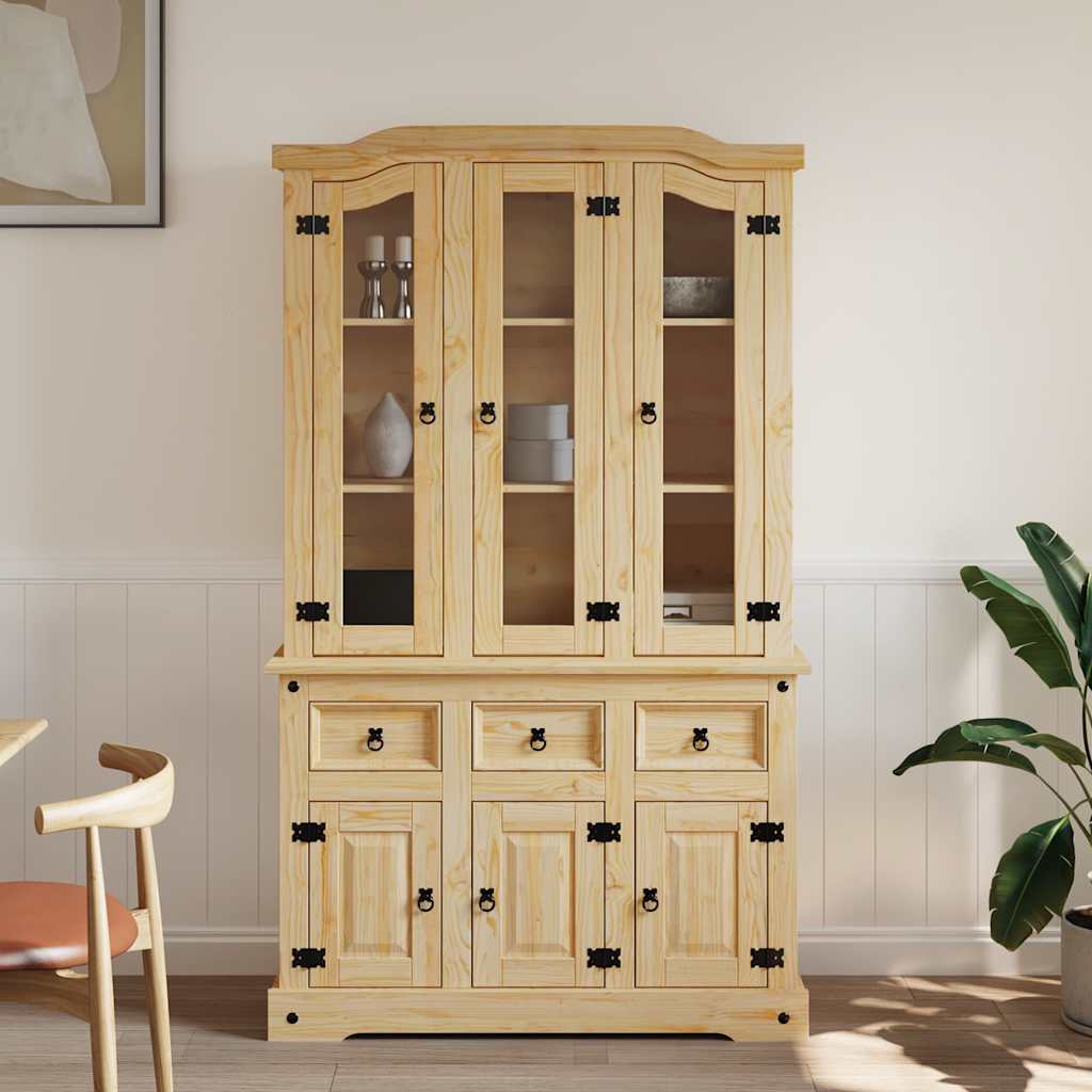 Βιτρίνα Corona Καφέ 112x43x196εκ. Μασίφ Ξύλο Μεξικάνικου Πεύκου