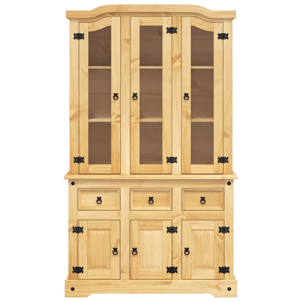 Βιτρίνα Corona Καφέ 112x43x196εκ. Μασίφ Ξύλο Μεξικάνικου Πεύκου